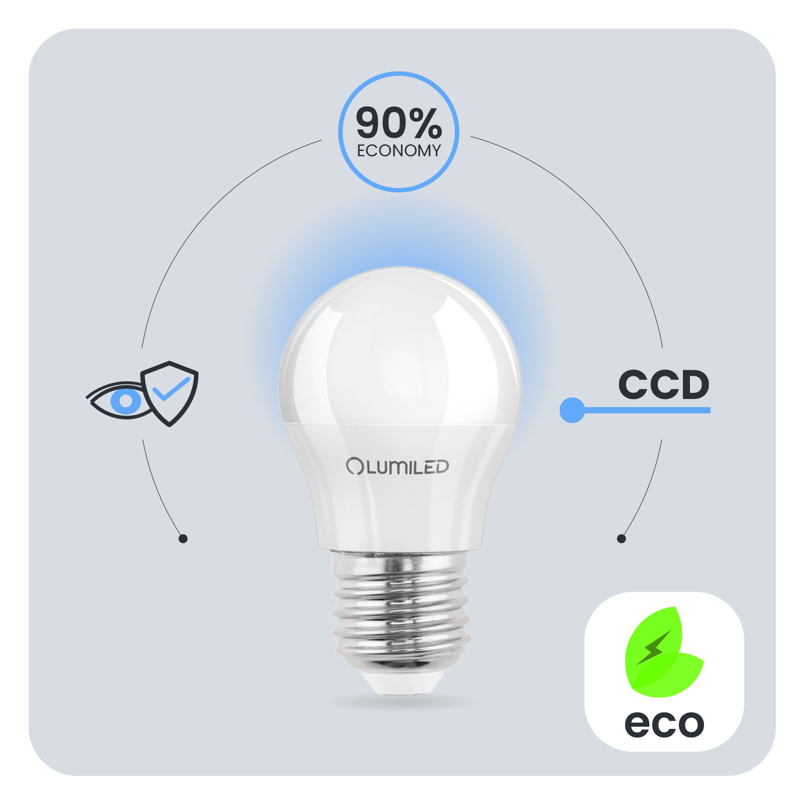 Żarówka LED E27 Kulka P45 10W = 75W 1055lm 3000K Ciepła 180° LUMILED - pierwsza cecha produktu