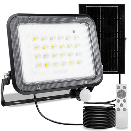 Naświetlacz Solarny LED Halogen 100W Lampa Ogrodowa 4000K IP65 Czujnik Ruchu PIR + Pilot FULGOR LUMILED - główne zdjęcie produktu