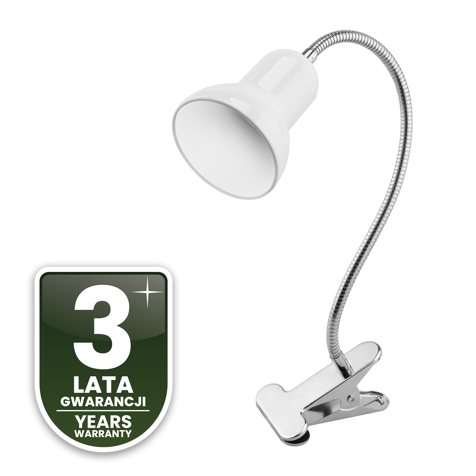 Lampka Biurkowa Stołowa Regulowana DONA Szkolna Nocna E27 Klips Biała LUMILED - czwarta cecha produktu