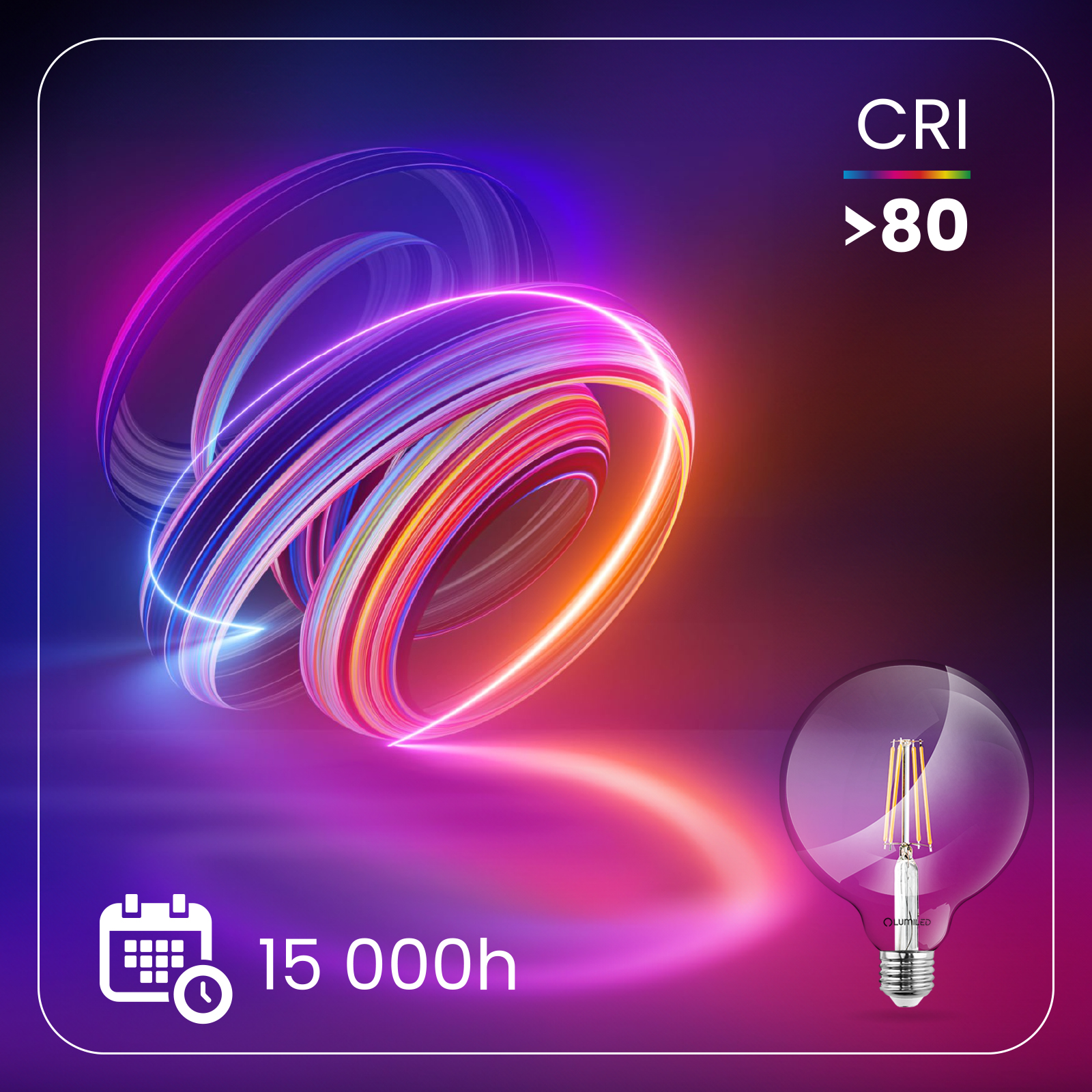 Żarówka LED E27 Kula G95 8W = 75W 880lm 4000K Neutralna 360° FILAMENT LUMILED - druga cecha produktu