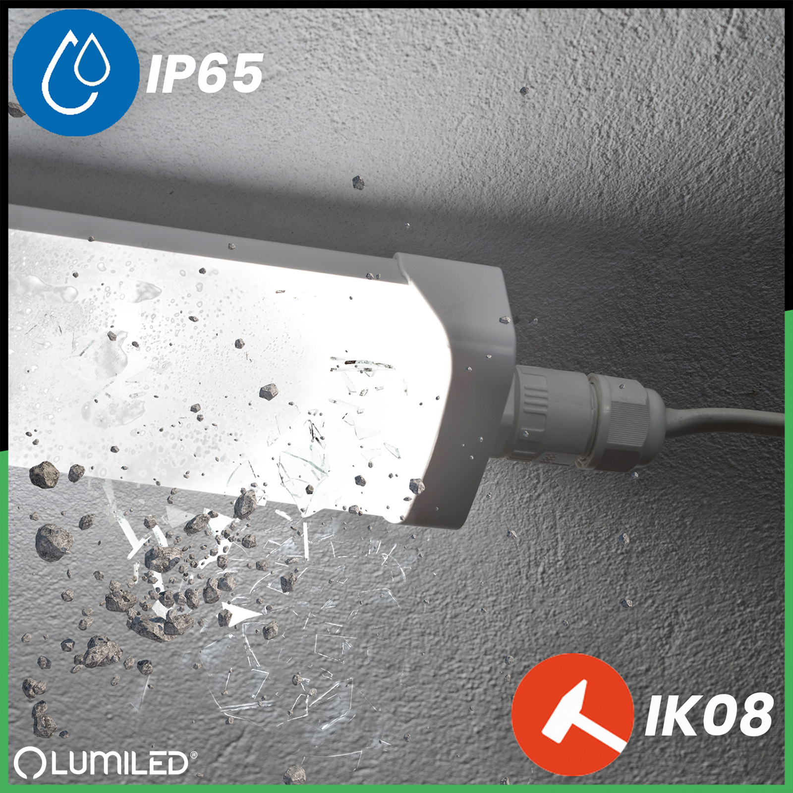 Oprawa Hermetyczna LED Warsztatowa Lampa 120cm do Garażu 60W 4000K Wodoszczelna TERRA LUMILED - pierwsza cecha produktu