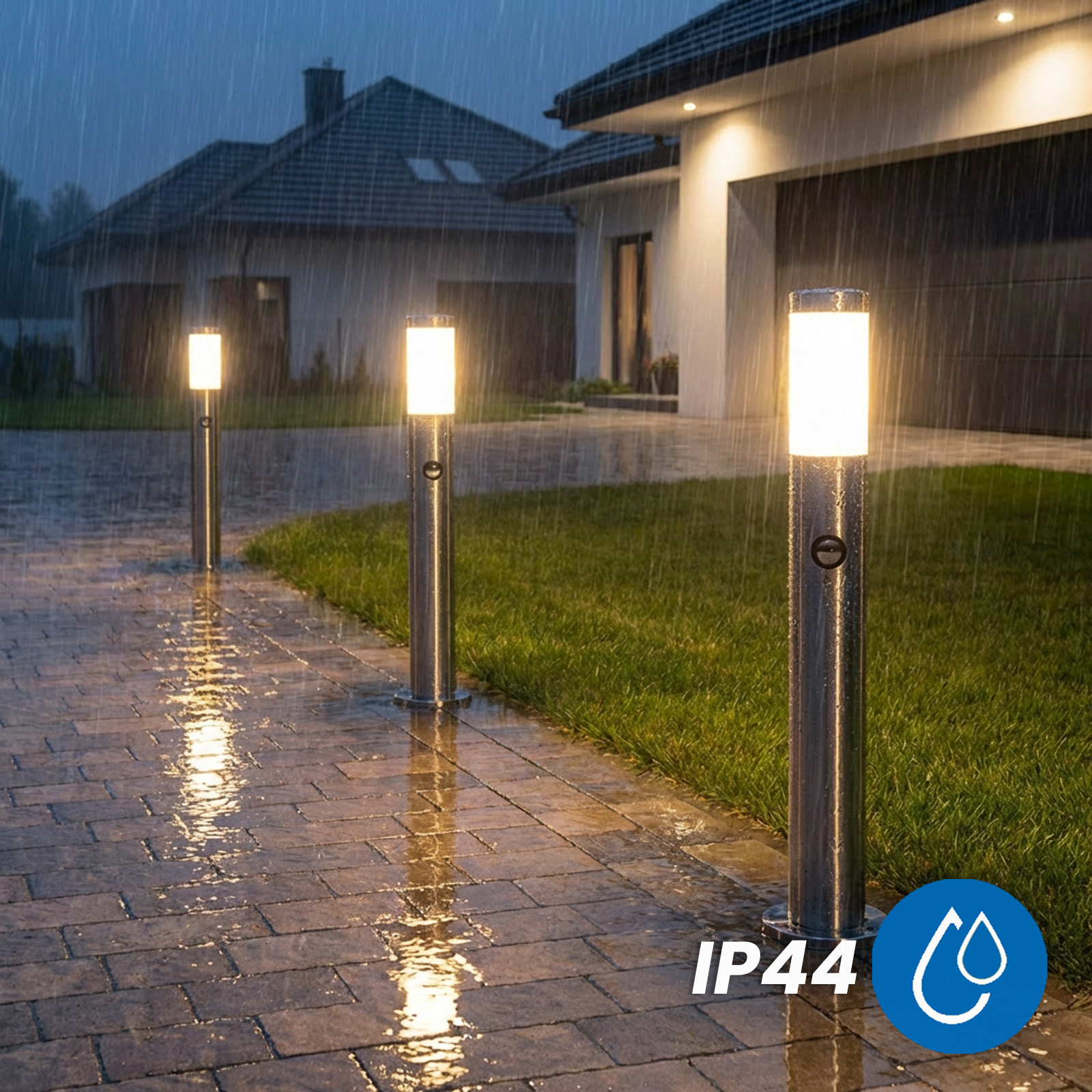 Lampa Ogrodowa Zewnętrzna E27 INOX SŁUPEK 65cm z Czujnikiem Ruchu Lilium LUMILED - trzecia cecha produktu