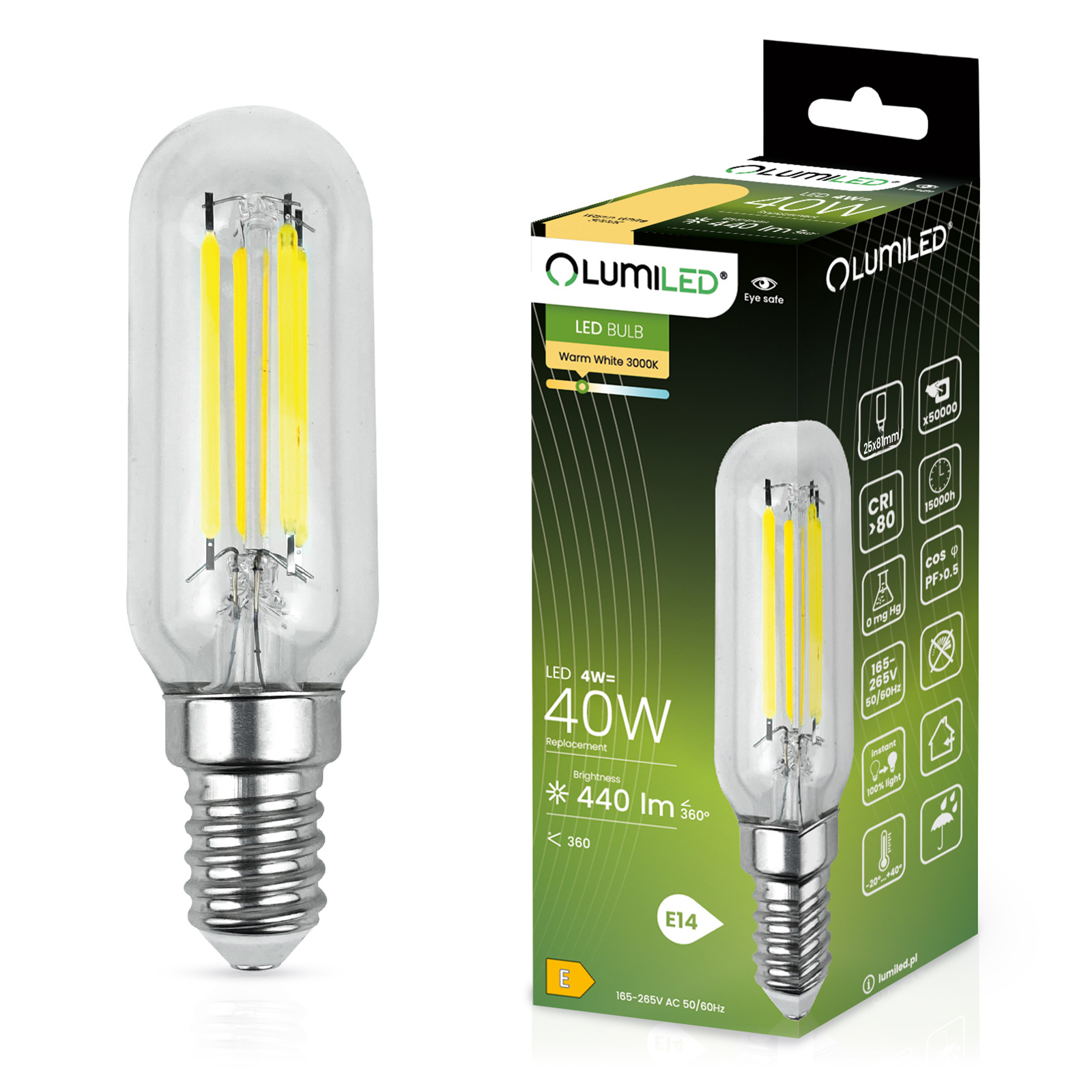 Żarówka LED E14 Edison ST26 4W = 40W 440lm 3000K Ciepła 360° FILAMENT LUMILED - główne zdjęcie produktu