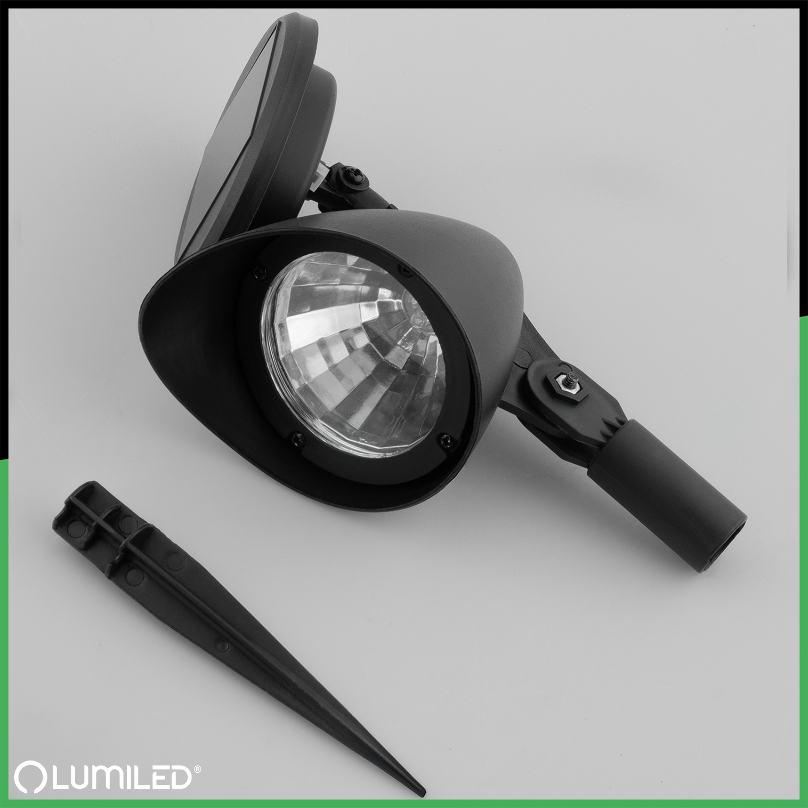 3x Lampa Ogrodowa LED Solarna Wbijana Czarna Kierunkowa OGA Reflektor IP44 6500K LUMILED - skład produktu