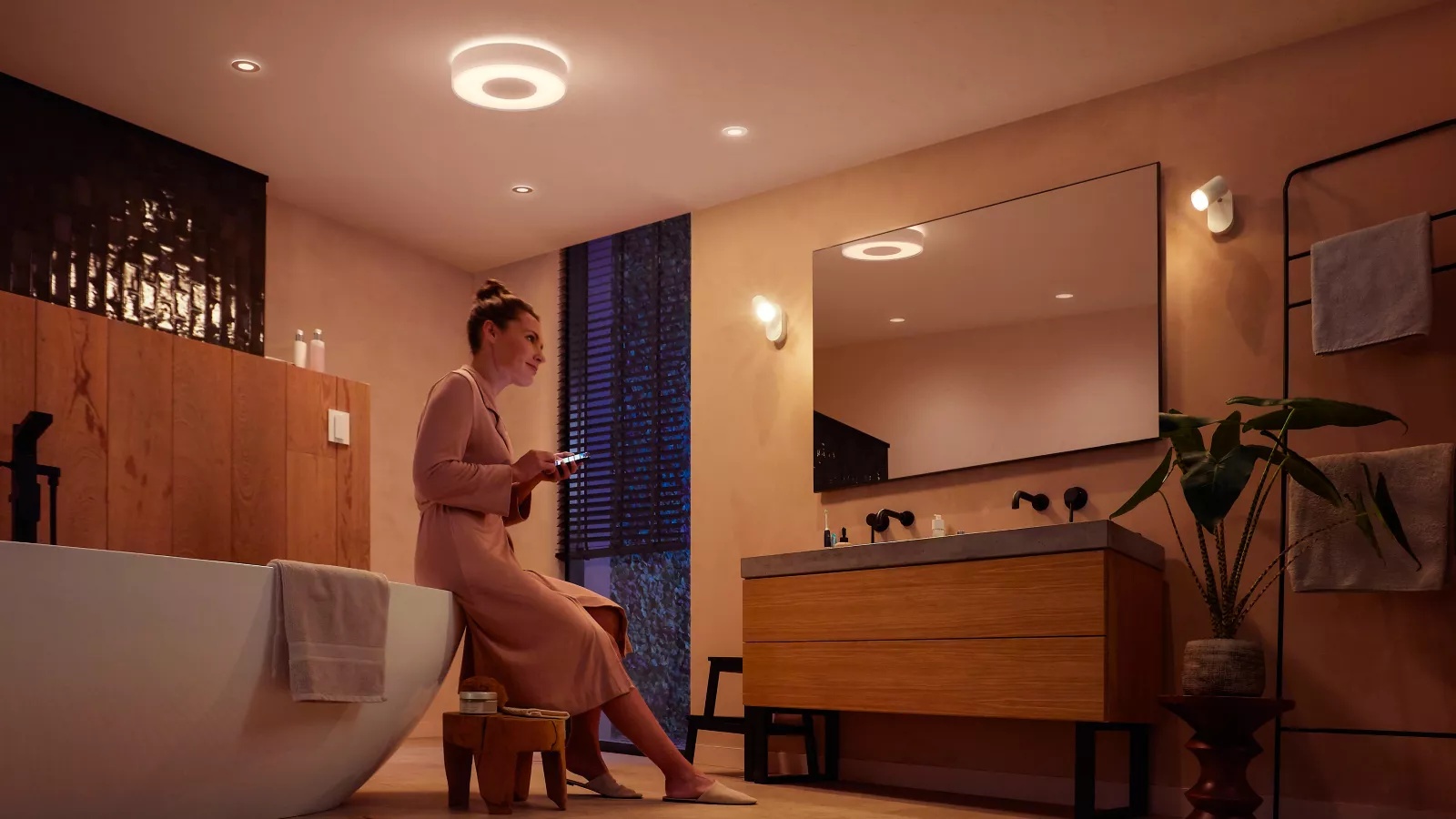 Plafon LED Lampa Sufitowa Natynkowa 33.5W 2350lm IP44 White and Color Ambiance RGB + TW Biała 38cm Inteligentna SMART Zigbee Bluetooth Xamento Philips HUE - druga cecha produktu