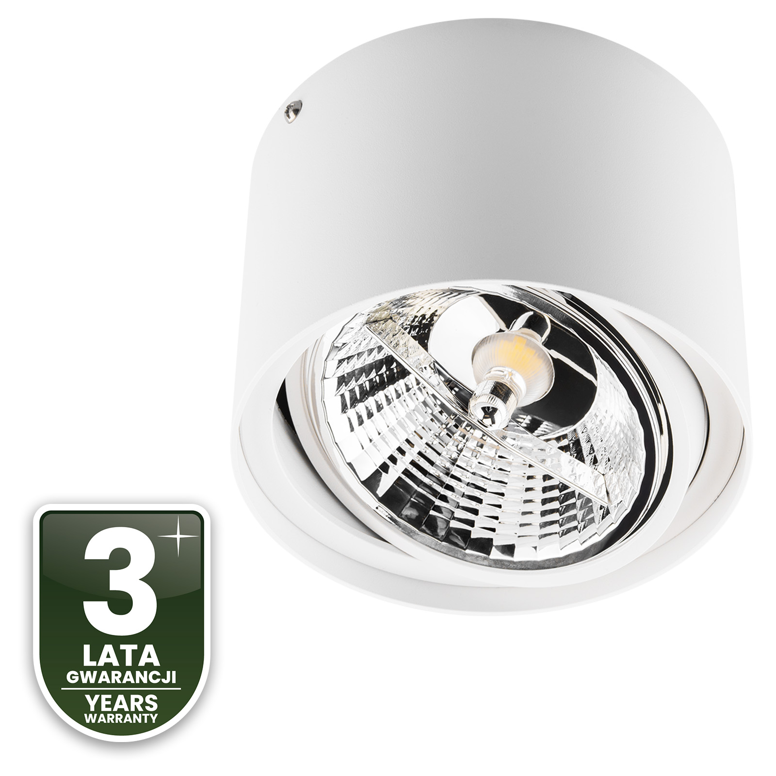 Oprawa Natynkowa HALOGENOWA SPOT TUBA Ruchoma GU10 AR111 Okrągła Biała 100mm TELES LUMILED - czwarta cecha produktu