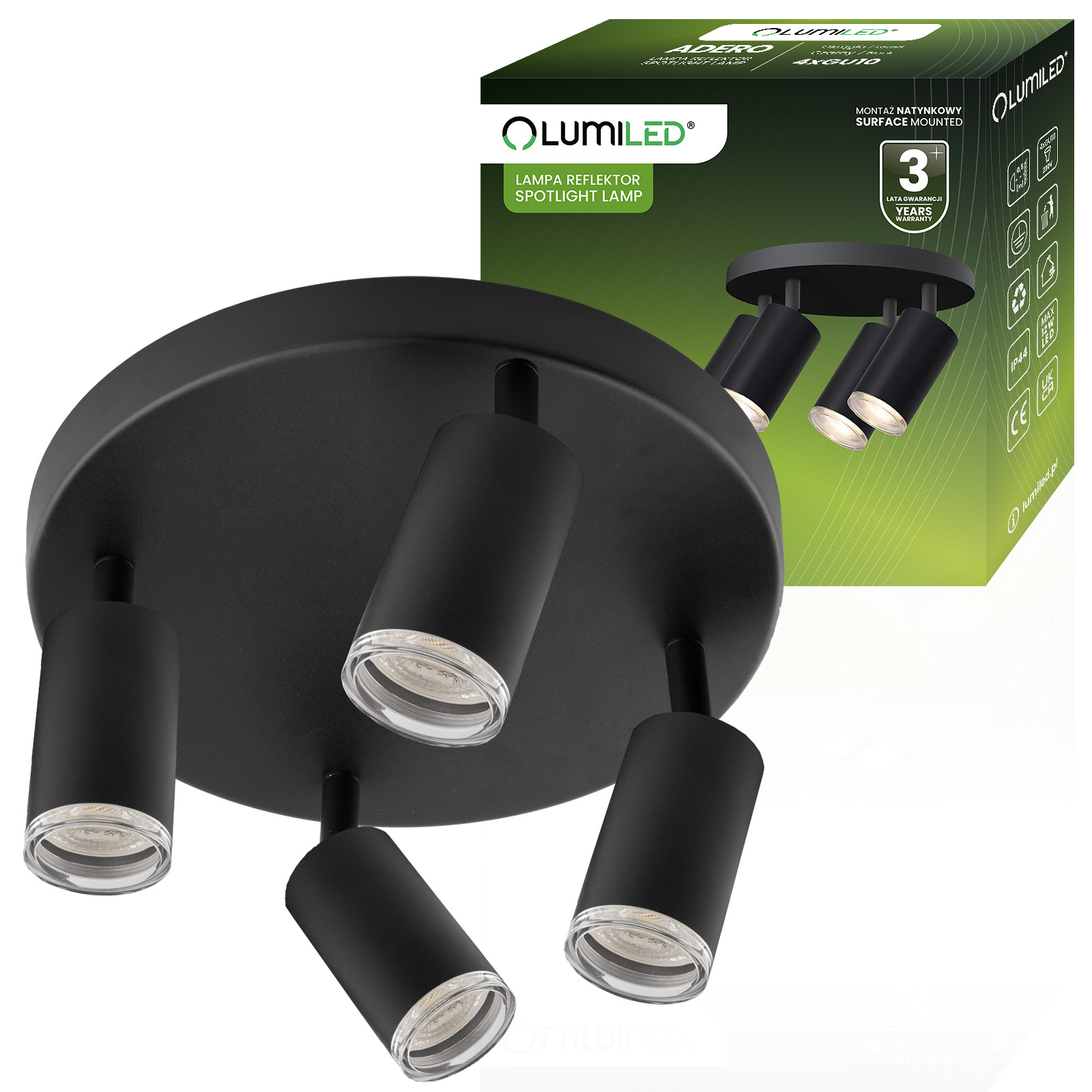 Lampa Sufitowa SPOT TUBA Reflektor LED Oprawa Halogenowa 4xGU10 Plafon - główne zdjęcie produktu