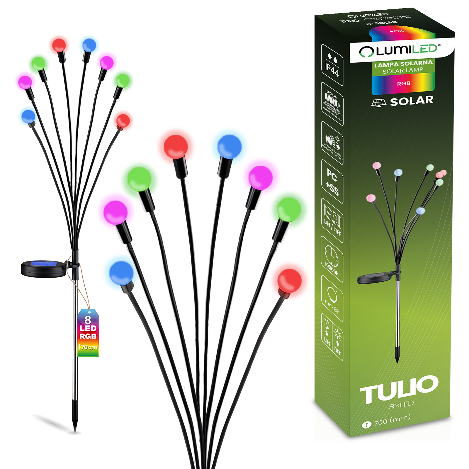 Lampa Solarna Ogrodowa LED TULIO Wbijana Dekoracyjna Dmuchawiec Kuleczki RGB LUMILED - główne zdjęcie produktu