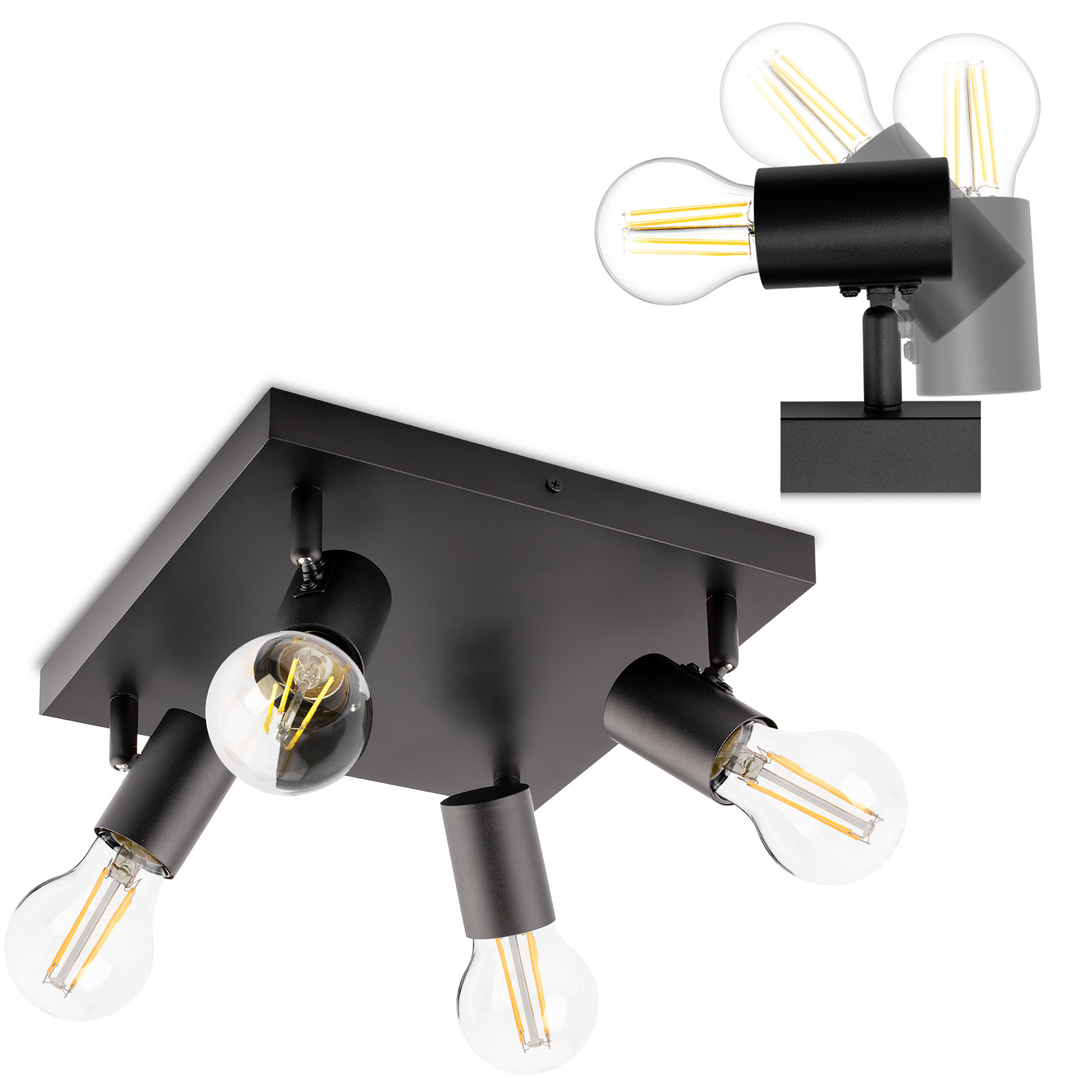 Lampa Sufitowa Plafon SPOT TUBA Reflektor Oprawa Halogenowa 4x E27 GLASA LUMILED - główne zdjęcie produktu