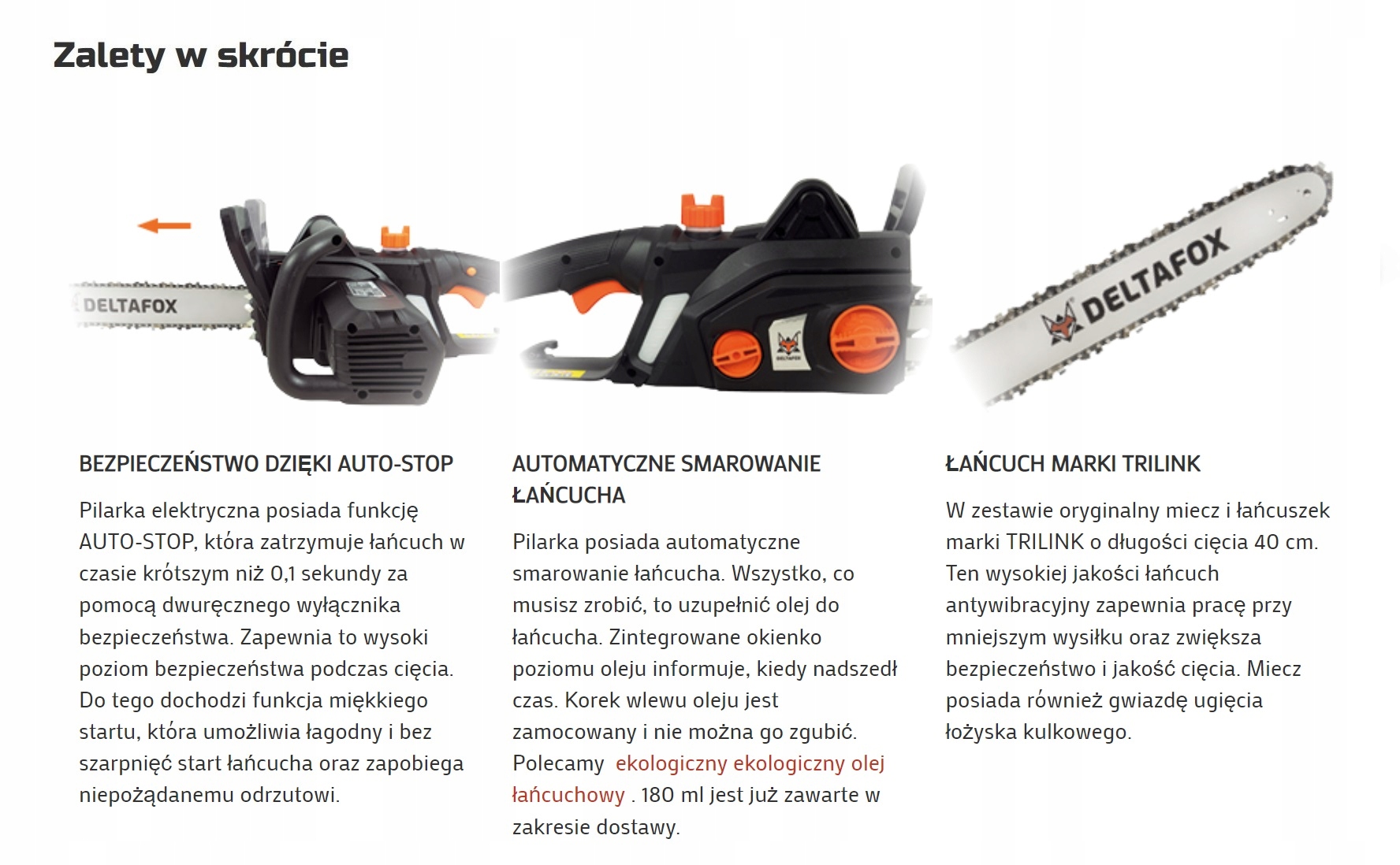 Piła łańcuchowa Deltafox DG-ECS 2240 2200W TRILINK