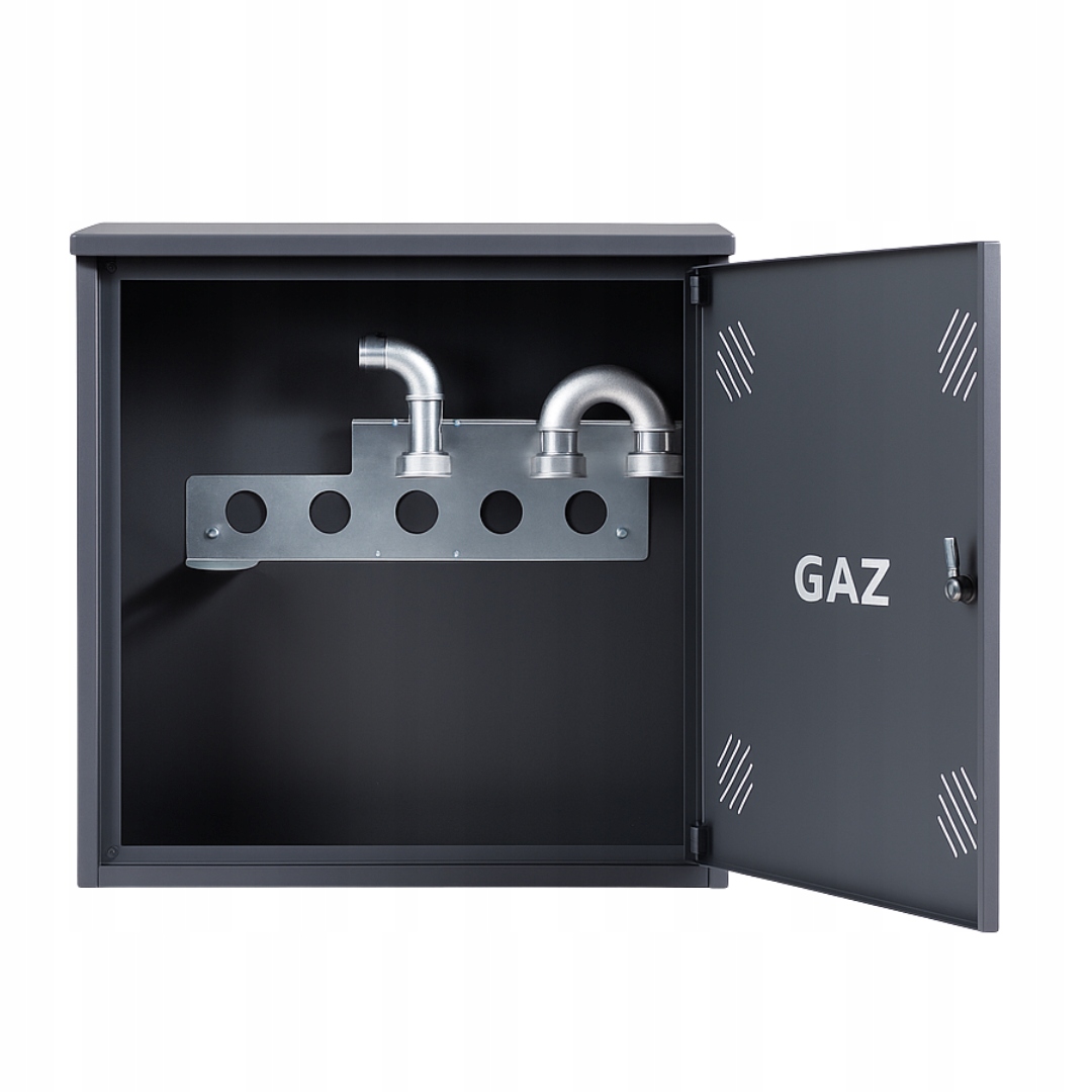 Szafka PUNKT GAZOWY aluminium 600x600x250 mm na 1 gazomierz GRAFIT z wyposażeniem
