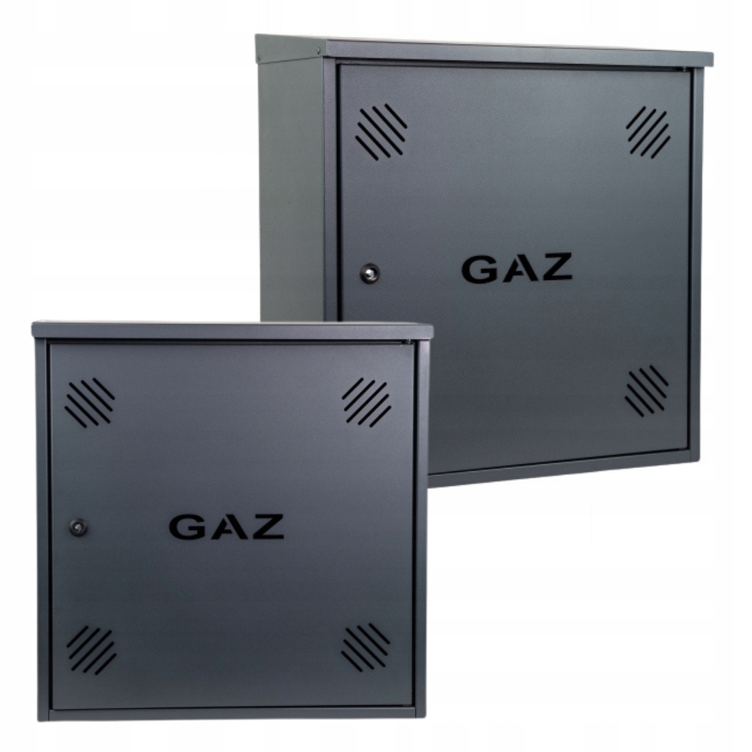 Szafka PUNKT GAZOWY aluminium 600x600x250 mm na 1 gazomierz GRAFIT z wyposażeniem