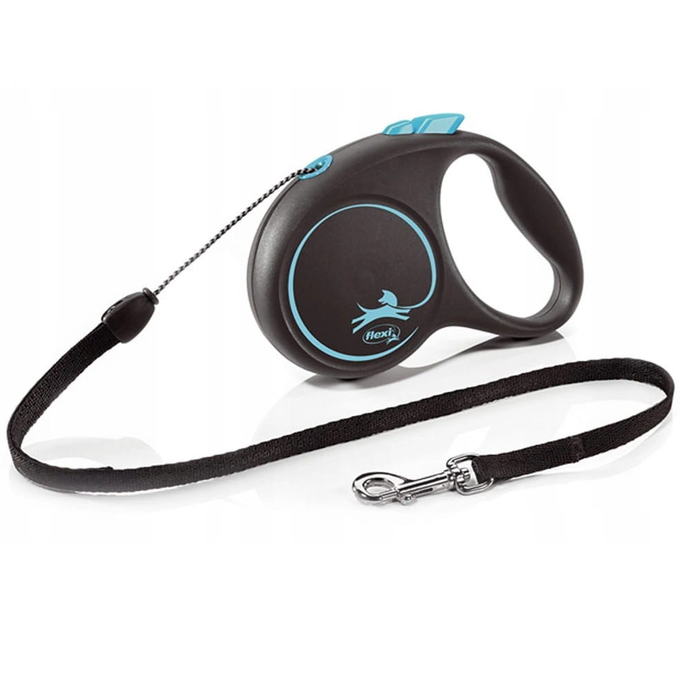 Smycz automatyczna Black Design Flexi linka 5 m niebieska S