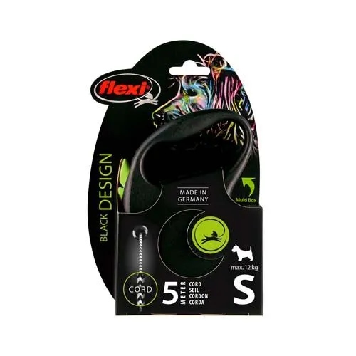 Smycz automatyczna Black Design Flexi linka 5 m zielona S