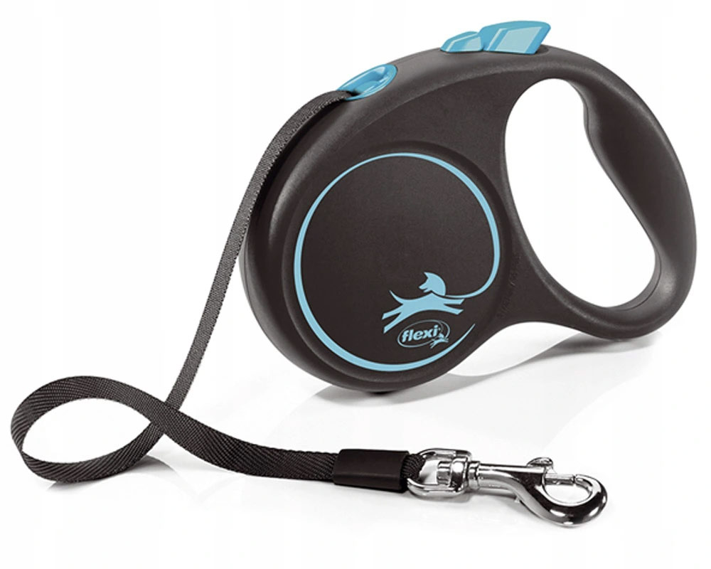 Smycz automatyczna Black Design Flexi Taśma 5 m niebieska L