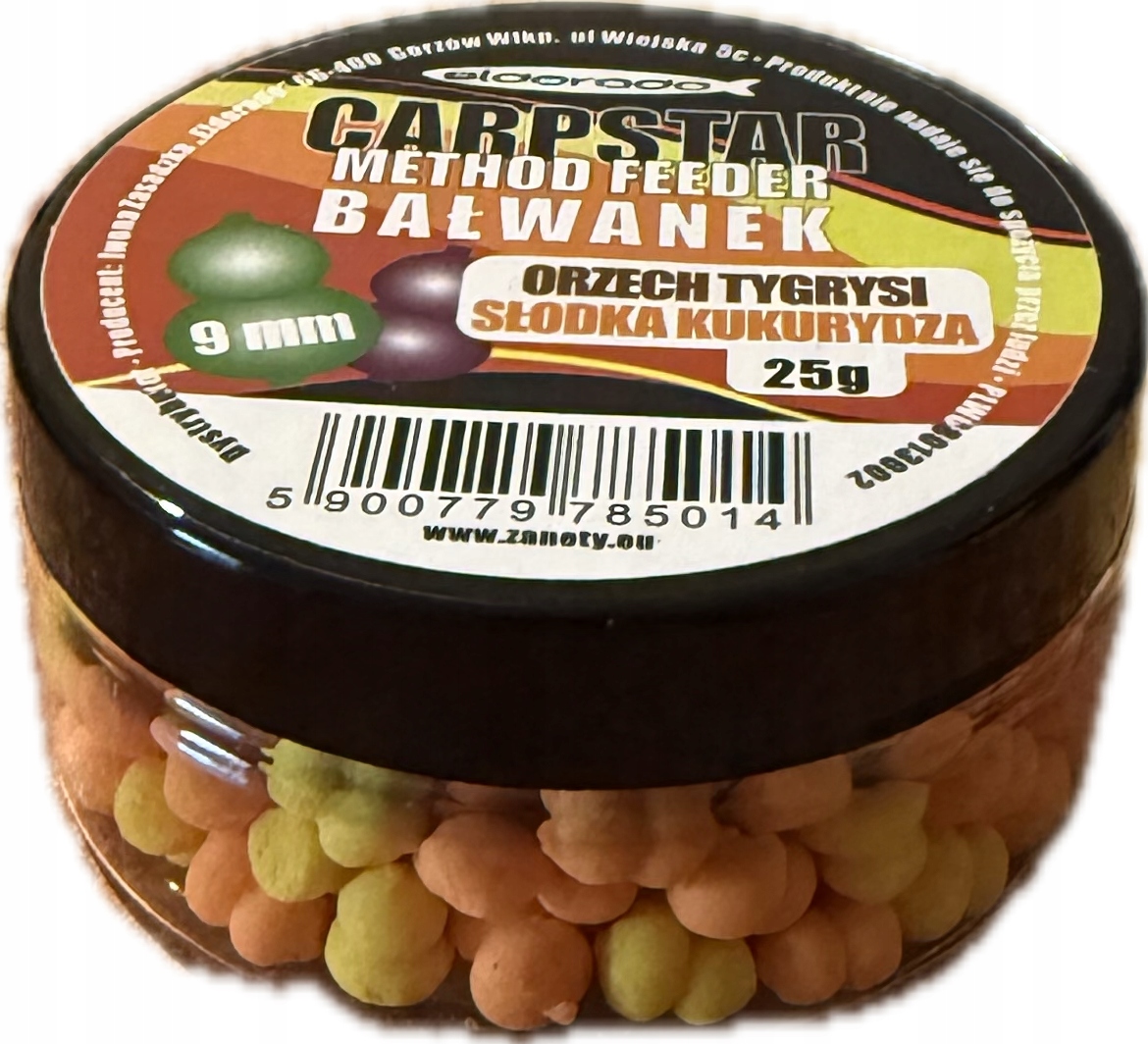 Kulki Pop Up Method Feeder Bałwanek Orzech Tygrysi Słodka Kukurydza 9m 25g