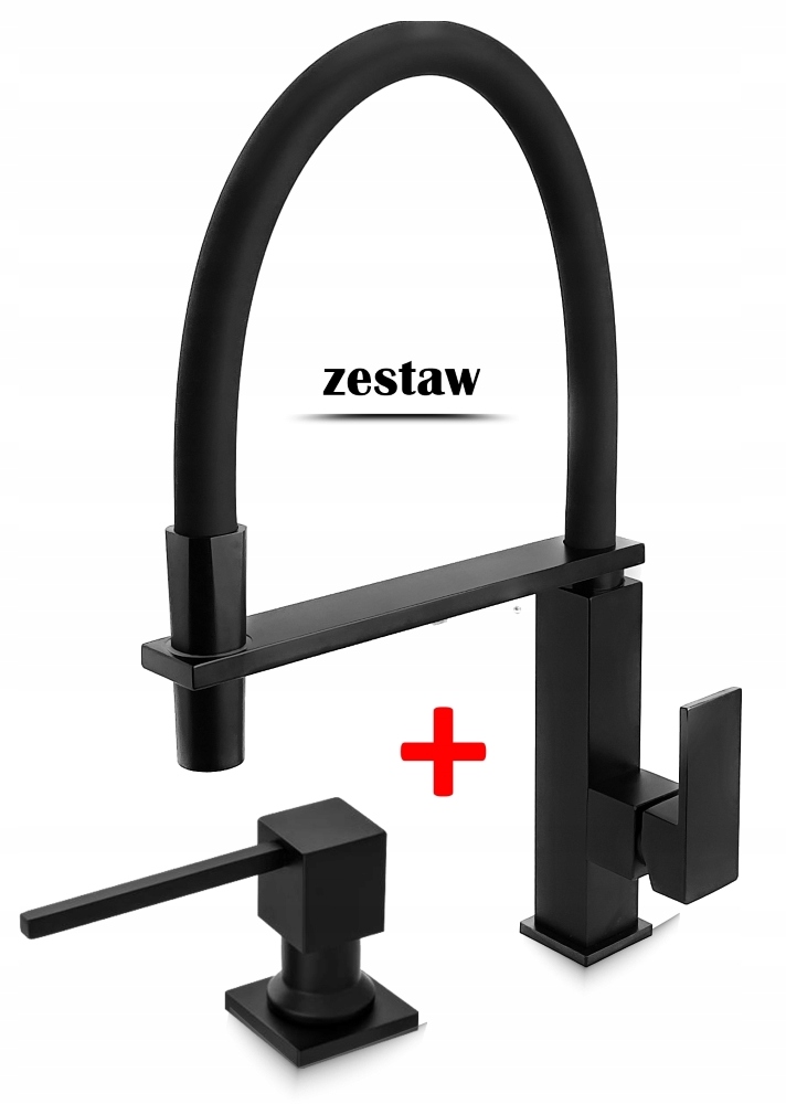 zestaw Bateria kuchenna giętka CZARNA + dozownik Q