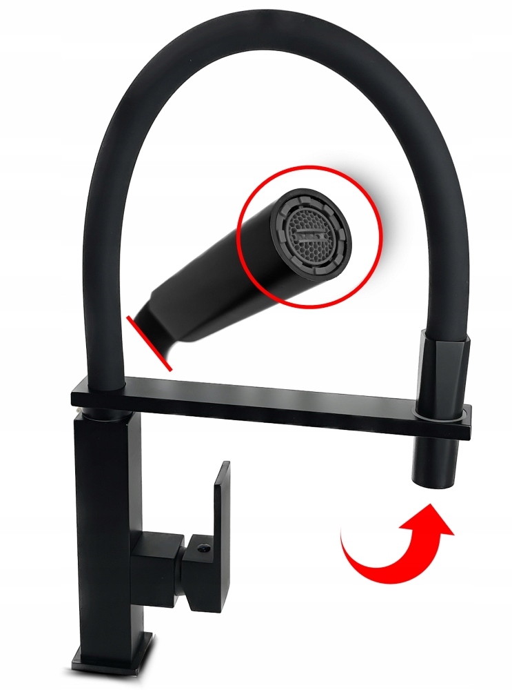 zestaw Bateria kuchenna giętka CZARNA + dozownik Q