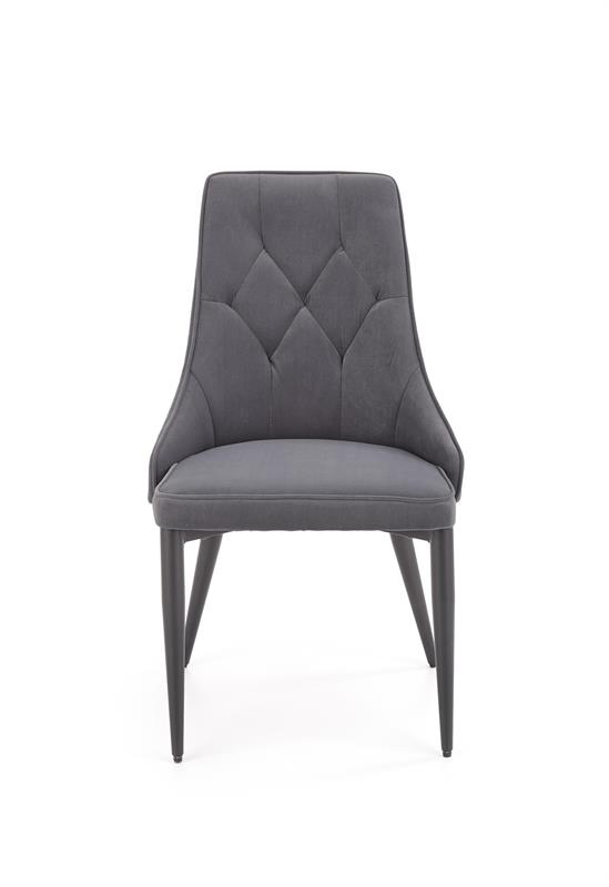 W133 KRZESŁO FABRO CZARNE  TAPICEROWANE PIKOWANE, Z OPARCIEM, WELUR