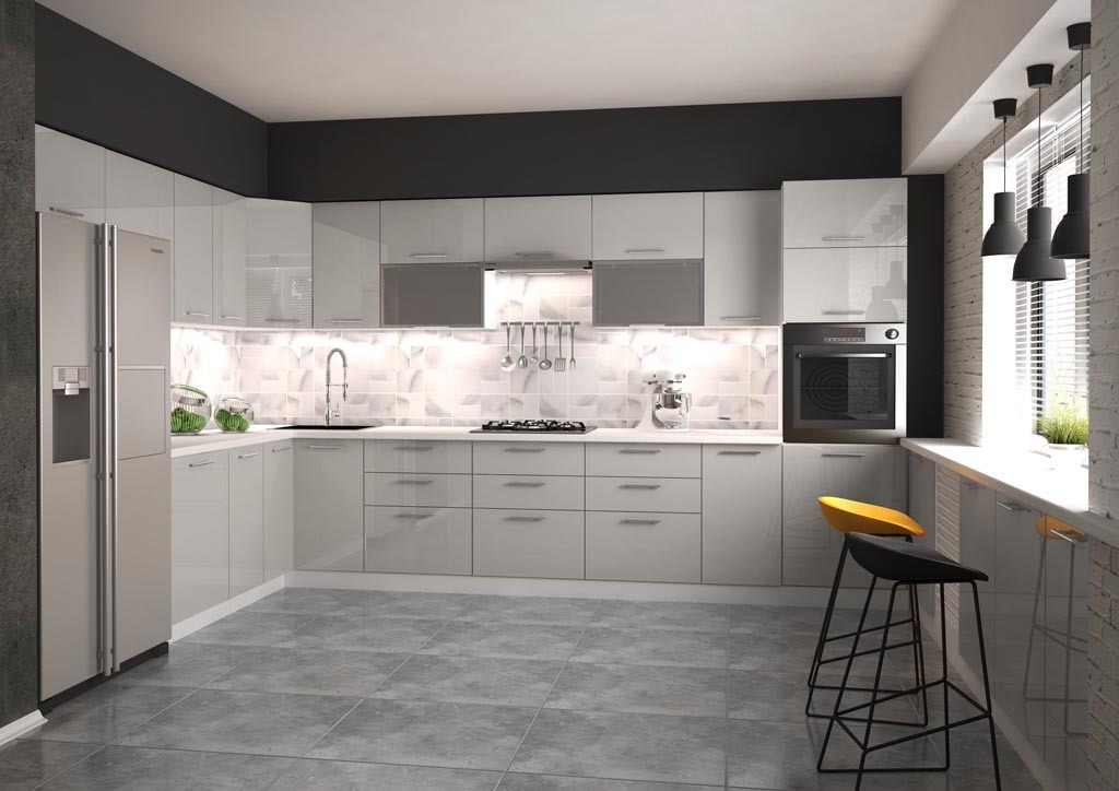 BELLA GN-60/72 SZAFKA GÓRNA NAROŻNA FRONT: JASNY POPIEL POŁYSK