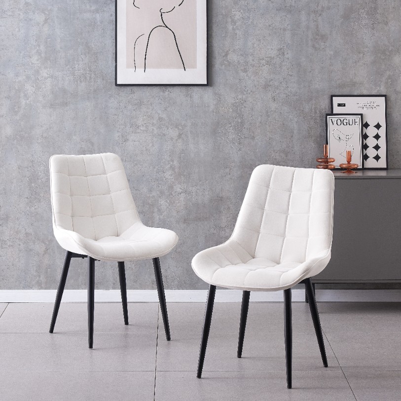 MALMO KRZESŁO TAPICEROWANE ECRU WELUR PIKOWANE