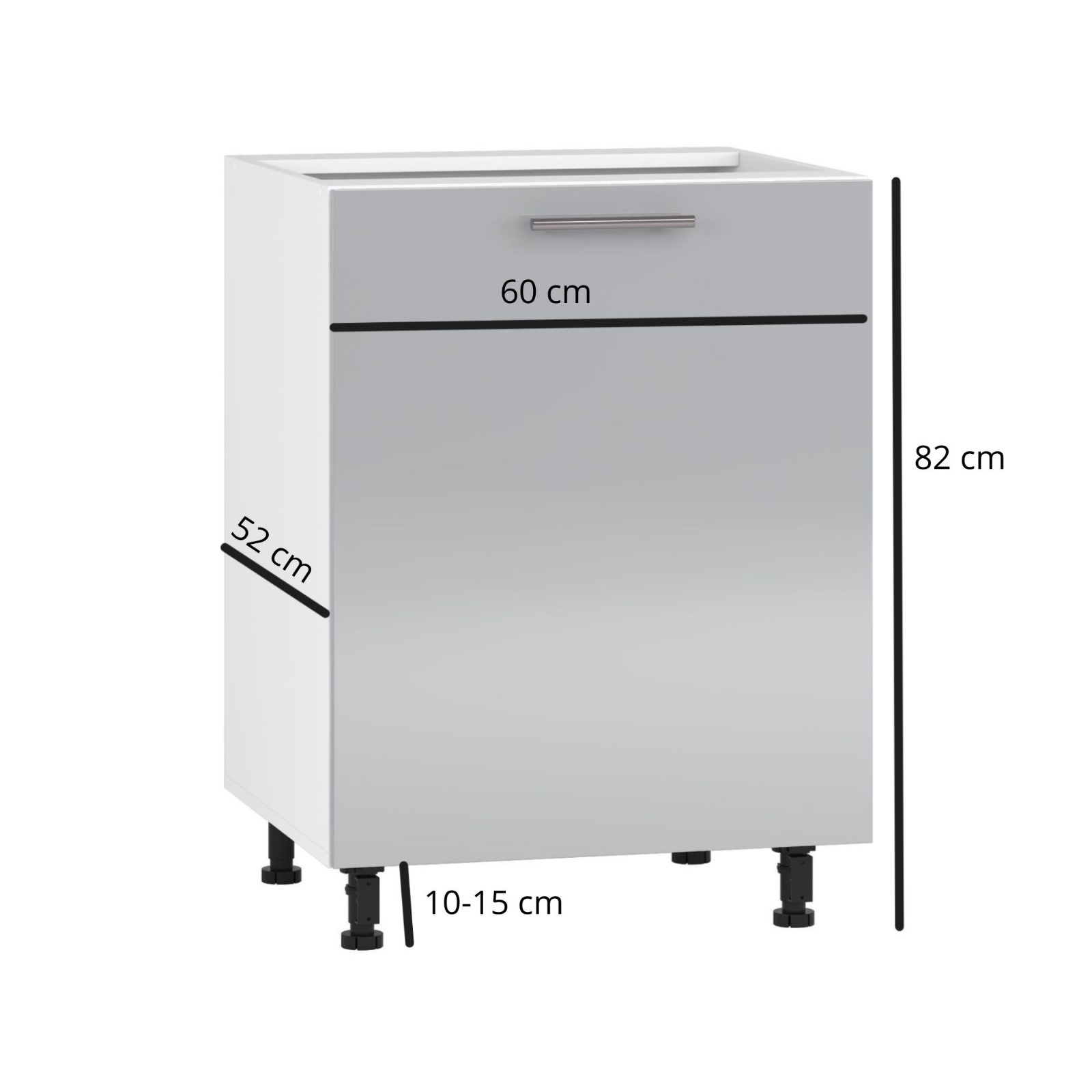 BELLA D-60/82 SZAFKA DOLNA FRONT: JASNY POPIEL POŁYSK