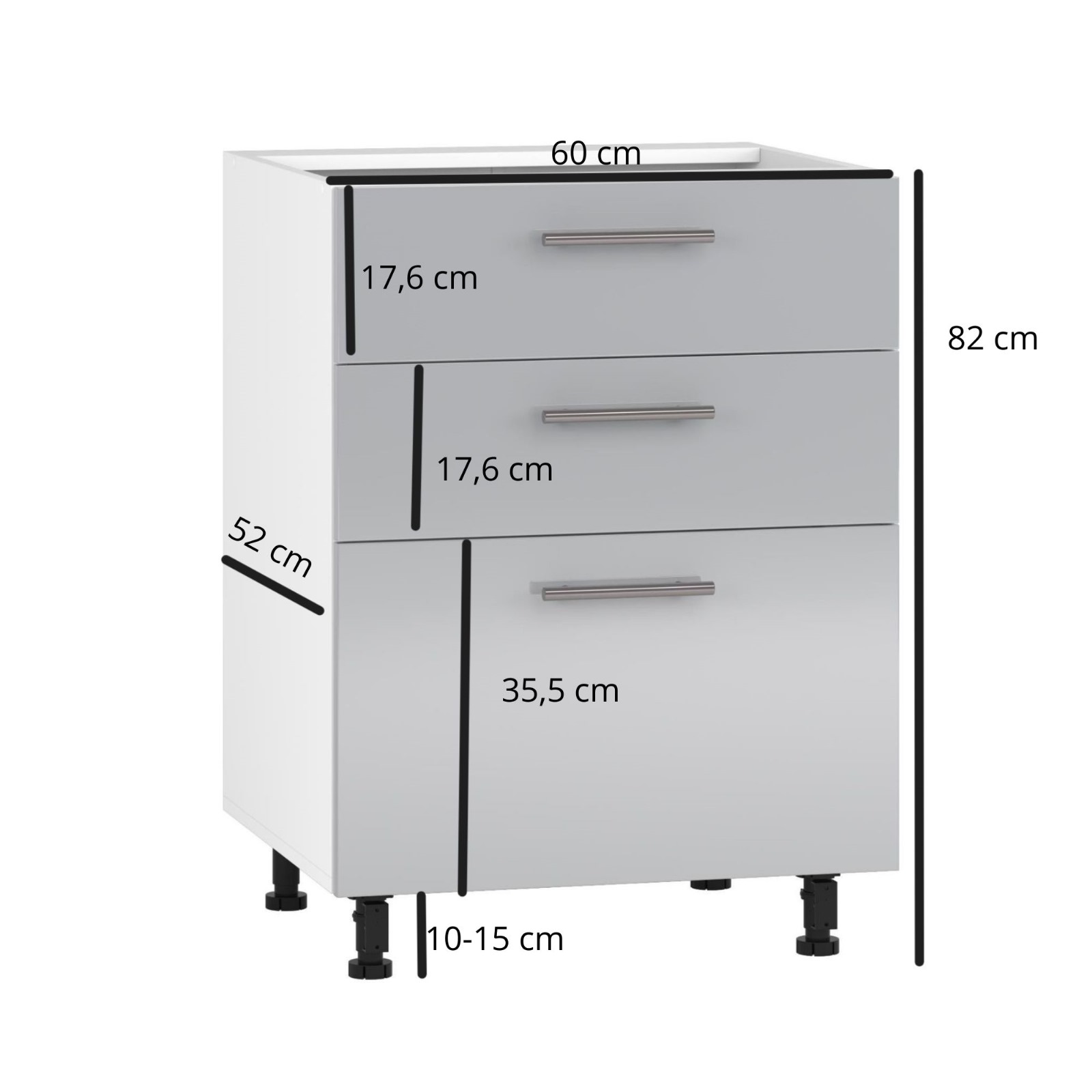 BELLA D3S-60/82 SZAFKA DOLNA Z SZUFLADAMI, MECH HETTICH FRONT: KASZMIR