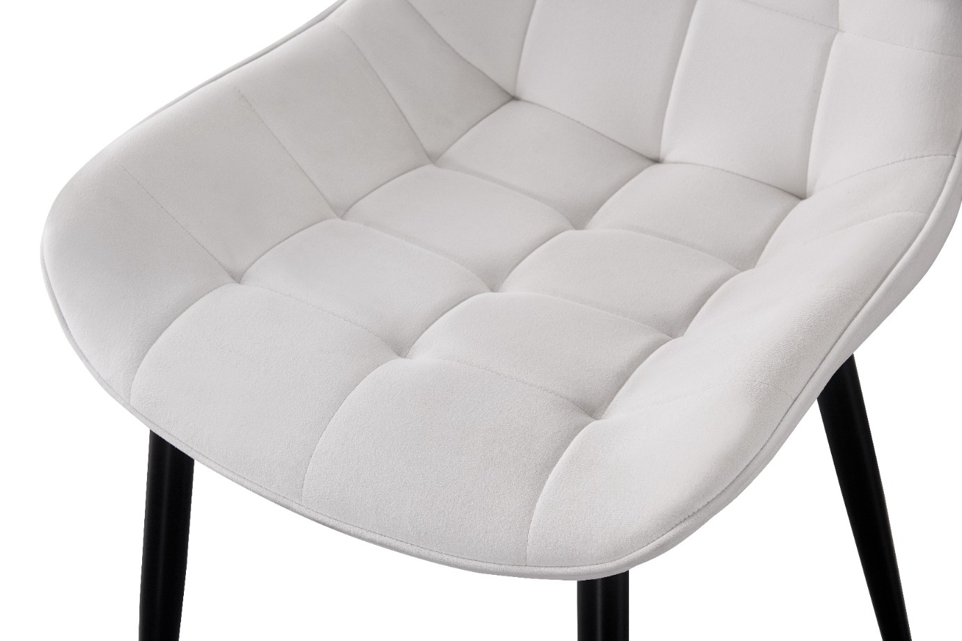 MALMO KRZESŁO TAPICEROWANE ECRU WELUR PIKOWANE