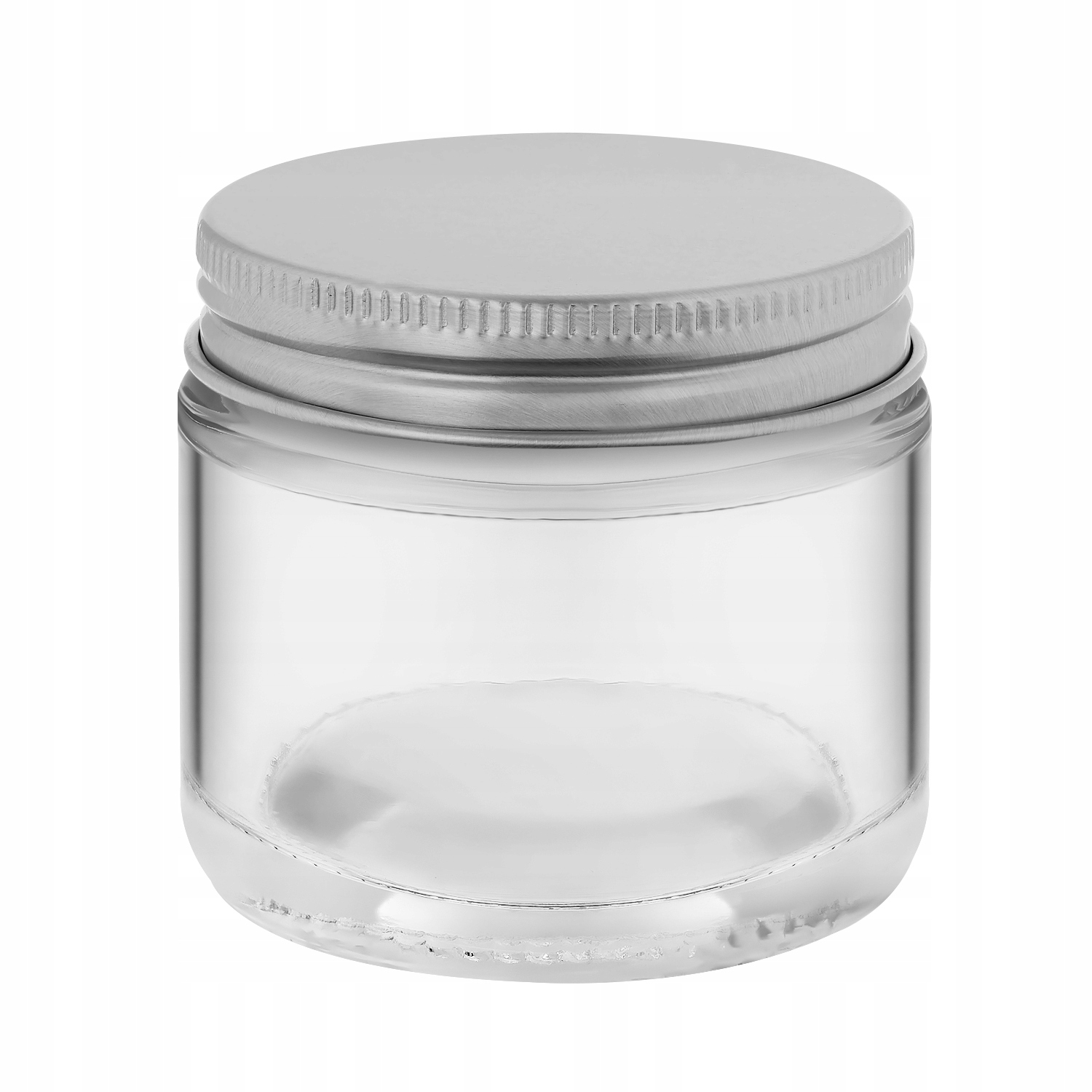 Słoik przeźroczysty do świec 60 ml ze srebrną metalową nakrętką