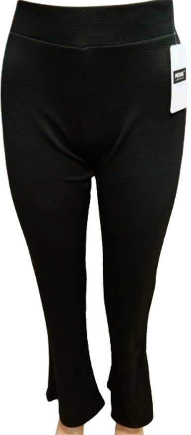 Spodnie damskie elastyczne HIT wzorek bawełna wysoki stan S/M CZARNE