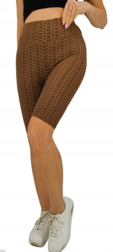 SPODENKI PUSH UP karbowane Kolarki legginsy MIEGO rozmiar L/XL BRĄZOWE