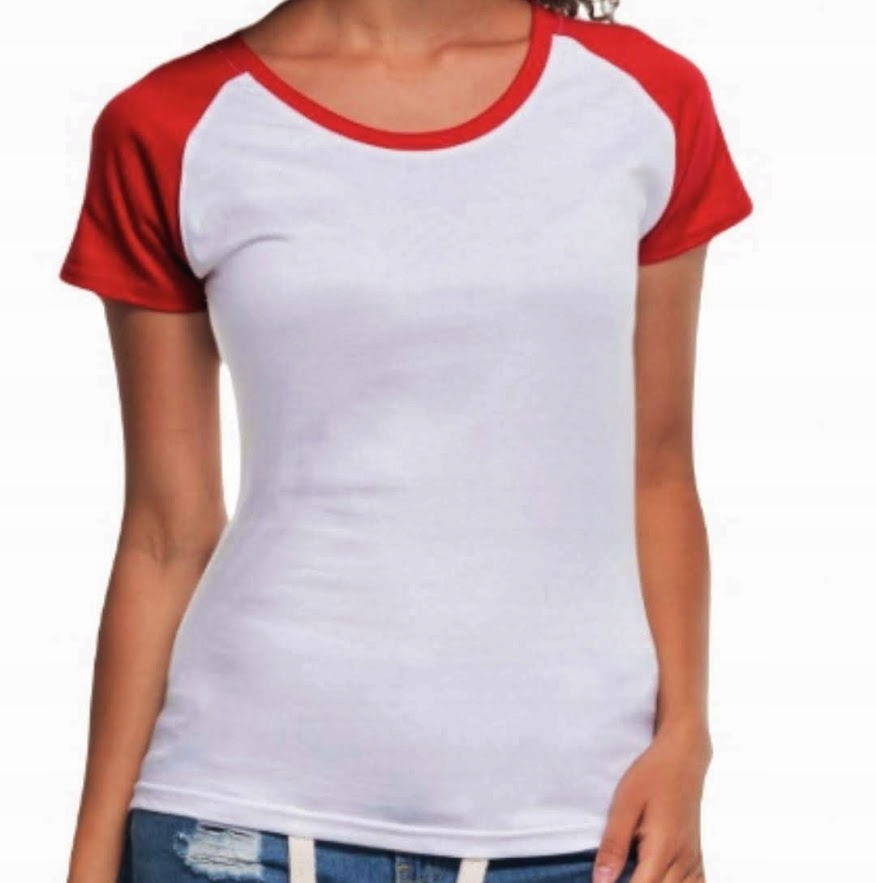 T SHIRT BLUZKA KOSZULKA DAMSKA 2XL BIAŁA Z CZERWIENIĄ BAWEŁNA SOL'S