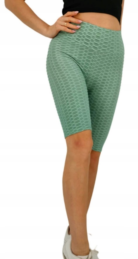 SPODENKI PUSH UP karbowane Kolarki legginsy MIEGO rozmiar S/M ZIELONE