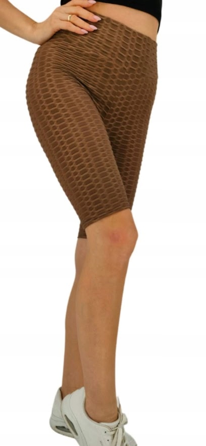 SPODENKI PUSH UP karbowane Kolarki legginsy MIEGO rozmiar L/XL BRĄZOWE