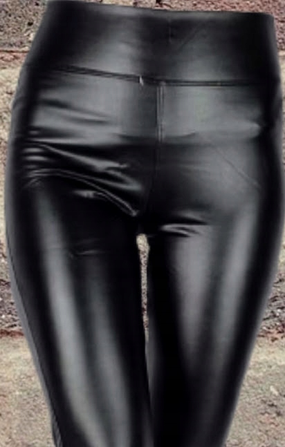 SPODNIE SKÓRZANE LEKKO OCIEPLONE MIĘKKIE CZARNE 3/4XL z wysokim stanem