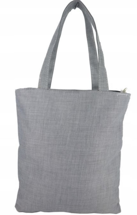 TOREBKA TORBA szara materiałowa Z zabawnym napisem ,TOWAR SPOD LADY''