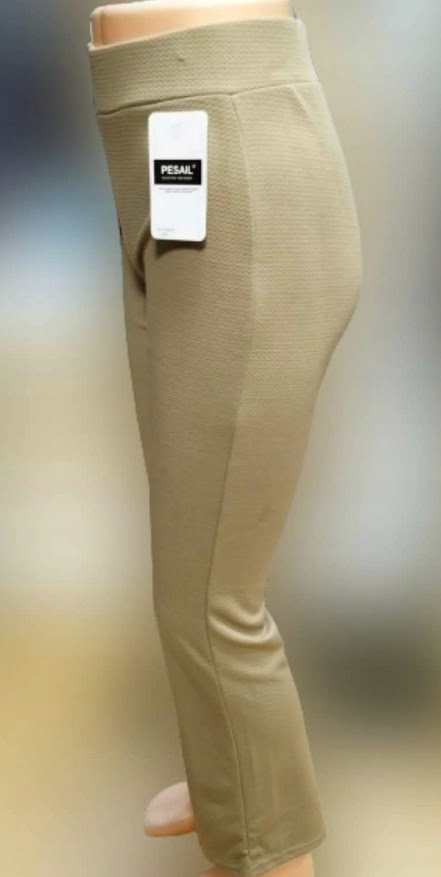 Spodnie damskie elastyczne HIT wzorek bawełna wysoki stan 2/3XL BEŻOWE