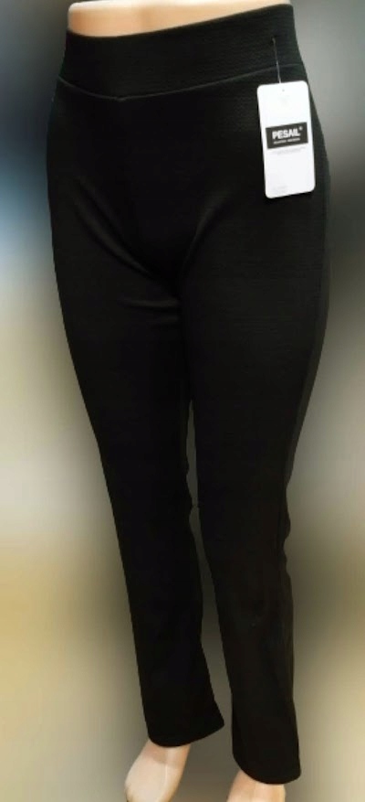 Spodnie damskie elastyczne HIT wzorek bawełna wysoki stan L/XL CZARNE