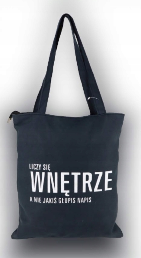TORBA torebka z napisem ,,LICZY SIĘ WNĘTRZE A NIE JAKIŚ ... '' czarna