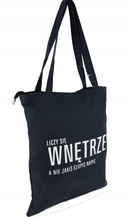 TORBA torebka z napisem ,,LICZY SIĘ WNĘTRZE A NIE JAKIŚ ... '' czarna