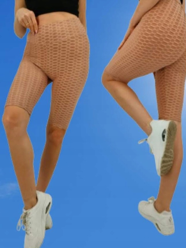 SPODENKI PUSH UP karbowane Kolarki legginsy MIEGO rozmiar L/XL BEŻOWE