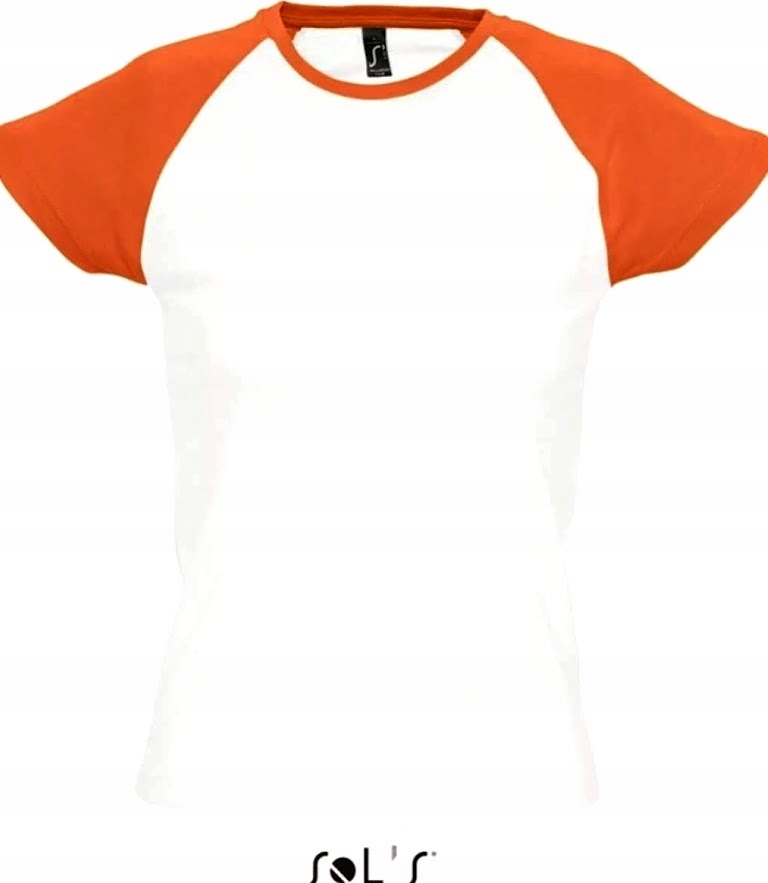 T SHIRT BLUZKA KOSZULKA DAMSKA 2XL BIAŁA Z POMARAŃCZEM BAWEŁNA SOL'S
