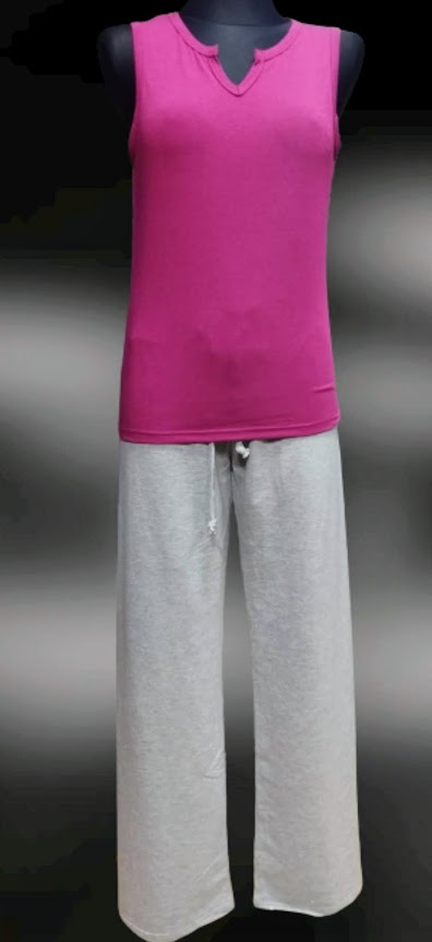 Dres damski KOMPLET modny 3 części L/XL szary z fioletem