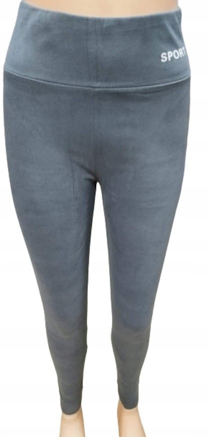 LEGGINSY spodnie LEKKO OCIEPLONE Z wysokim stanem M/L SZARE modne hit