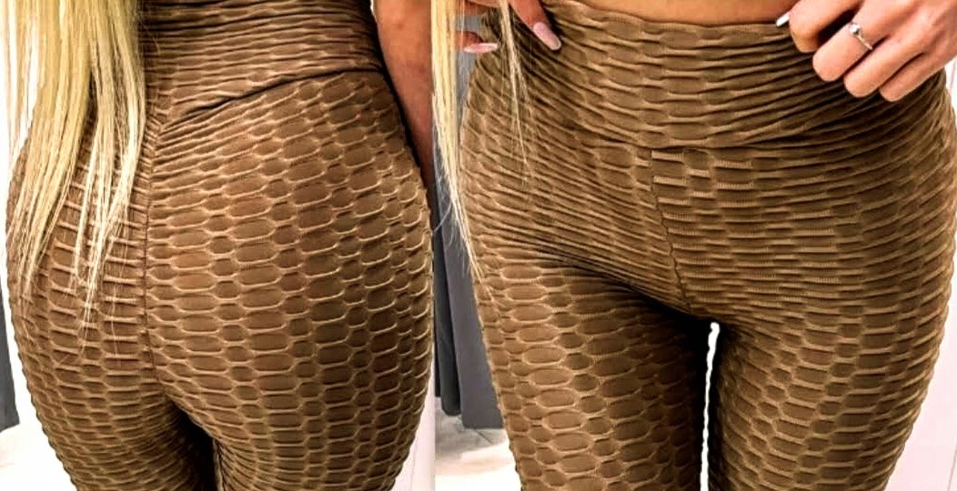 SPODENKI PUSH UP karbowane Kolarki legginsy MIEGO rozmiar L/XL BRĄZOWE