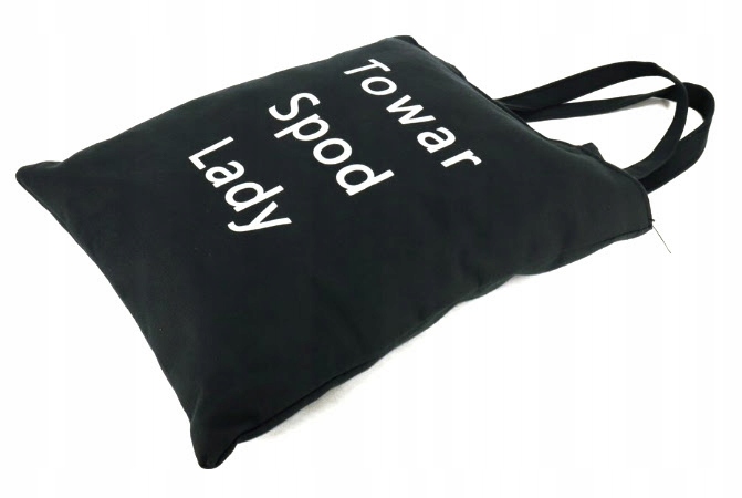 TOREBKA TORBA CZARNA materiałowa Z zabawnym napisem ,TOWAR SPOD LADY''