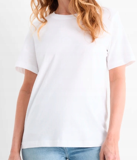 Bluzka MODNA z nadrukiem koszulka bawełna biała GŁADKA t-shirt 2XL