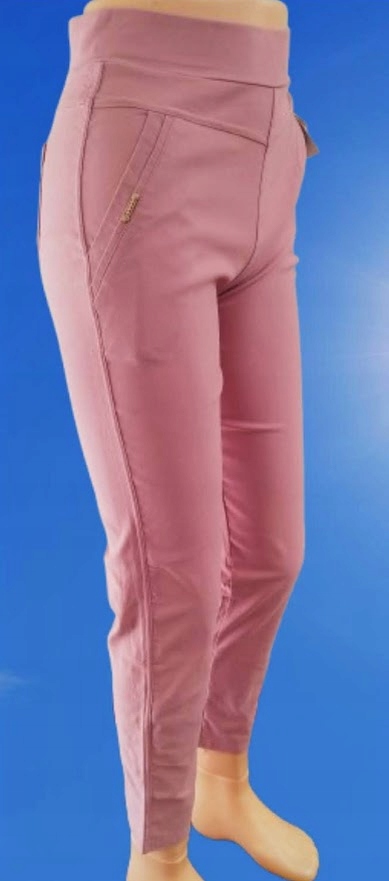 SPODNIE ELASTYCZNE Z KIESZENIAMI gumkowe wyszczuplające 4/5XL różowe