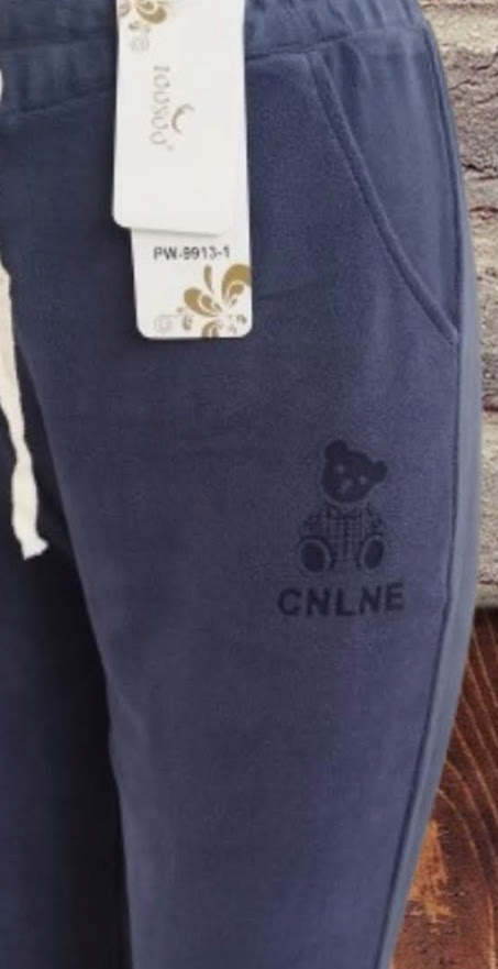 SPODNIE WELUROWE miękkie z wzorem MISIA bawełna NIEBIESKIE S/M loosoo