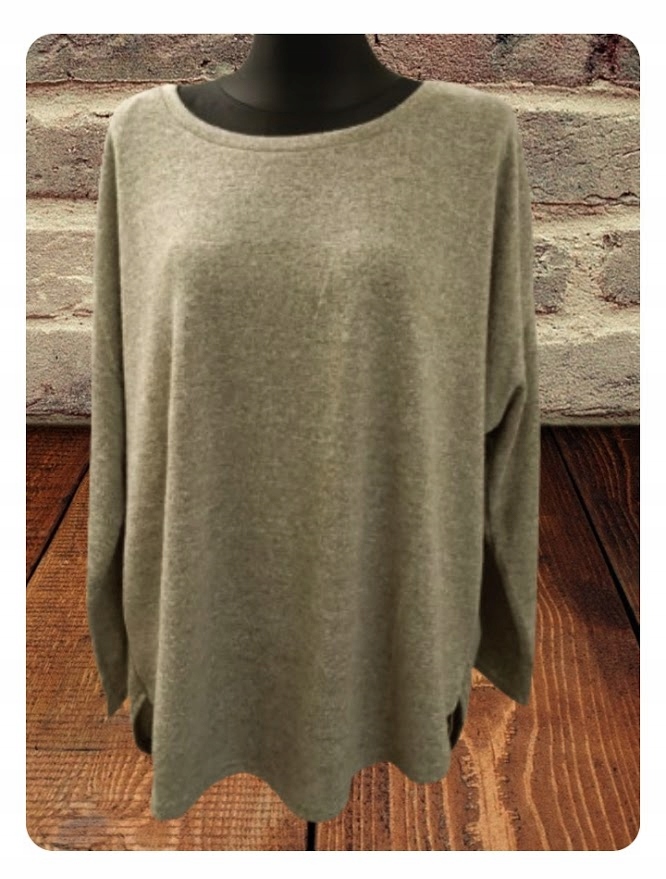 BLUZKA tunika asymetryczna BELOVED 3XL sweter oversize odcień zieleni